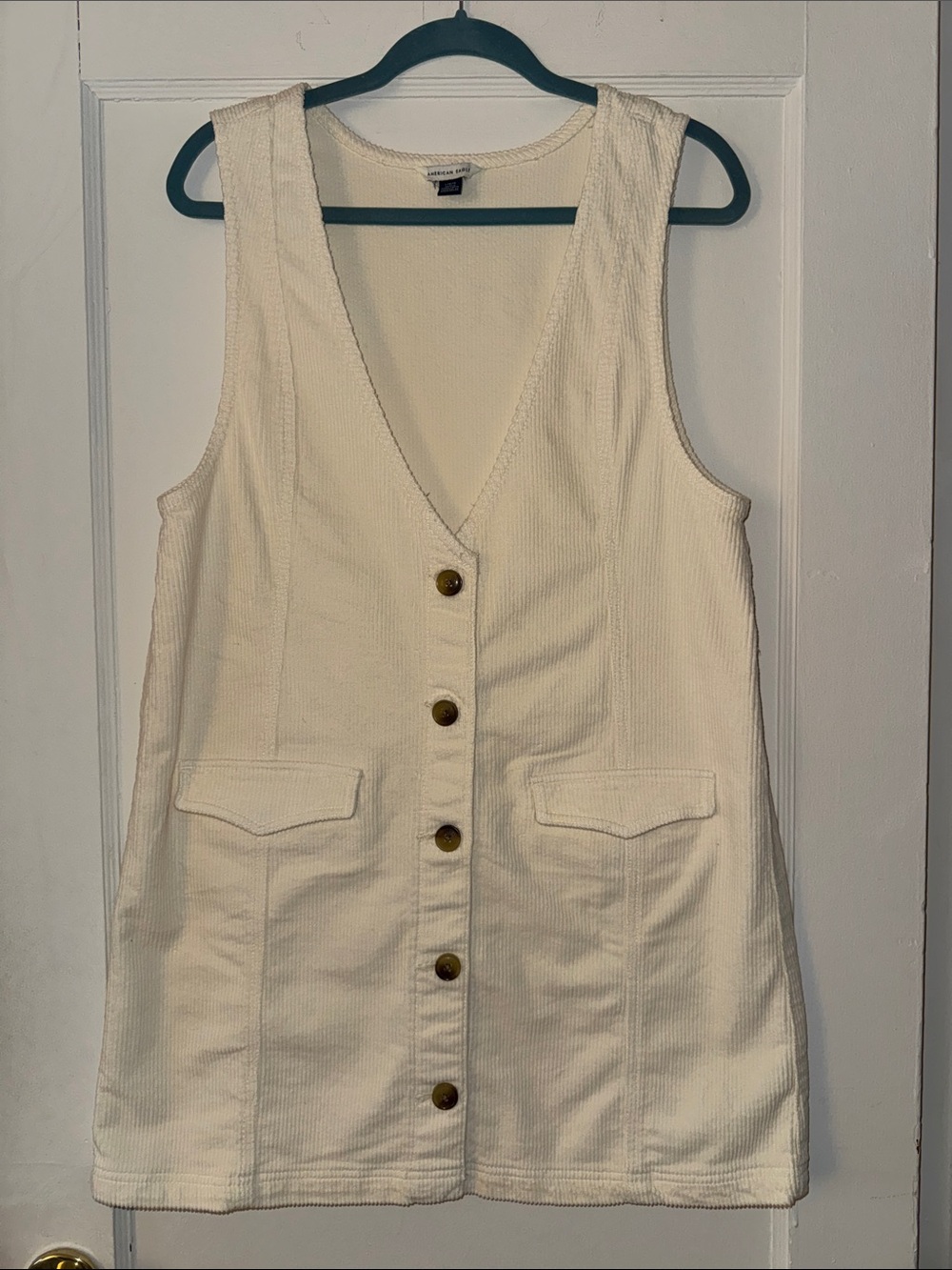 Sleeveless Cream Button-Front Mini Dress